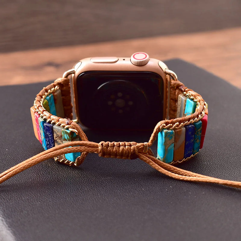 Pulseira de Chakra para Apple Watch - Pulseira Feminina de Pedra Natural